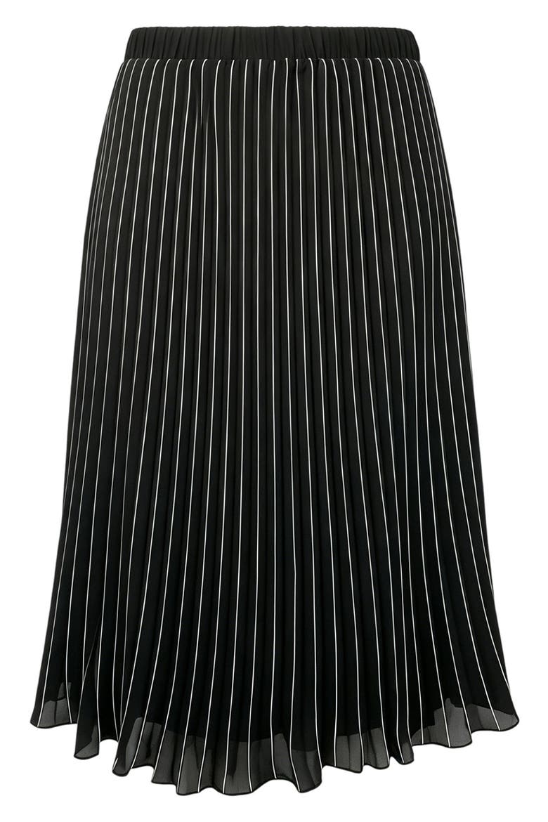 Tipped Pleated Pull-On Skirt, Main, color, BLACK W/ WHITE