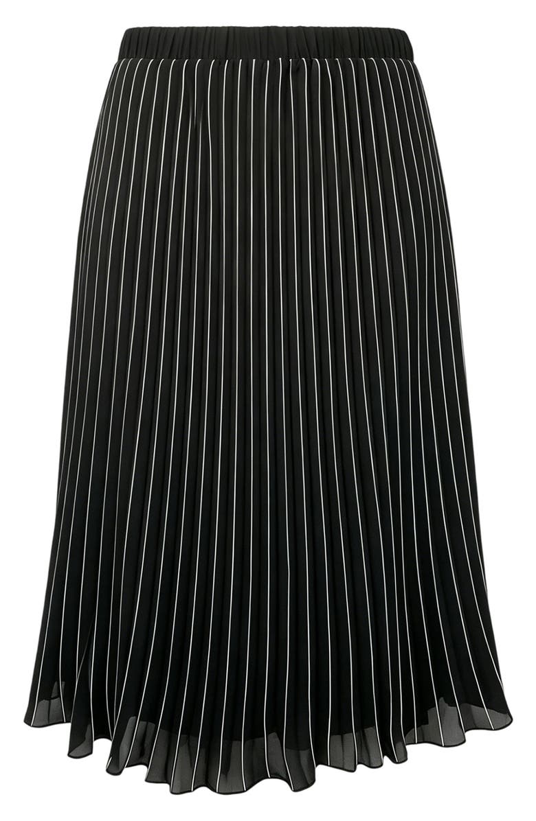 WDNY Tipped Pleated Pull-On Skirt, Main, color, Black W/ White