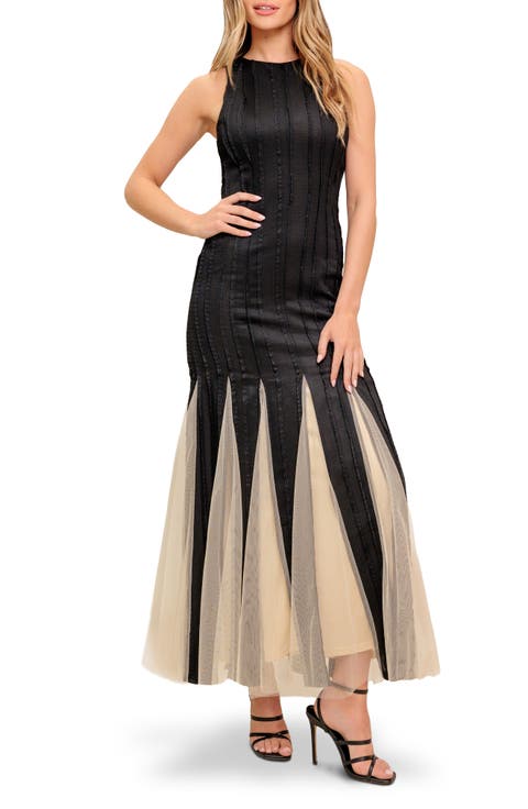 Godet Hem Halter Maxi Dress
