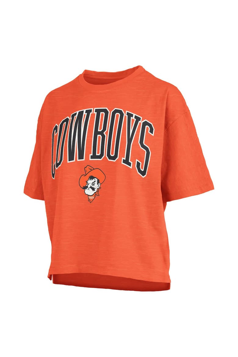Women's Pressbox Orange Oklahoma State Cowboys Nelson Arch Over Logo Waist Length Oversized Slub T-Shirt, Alternate, color, Orange