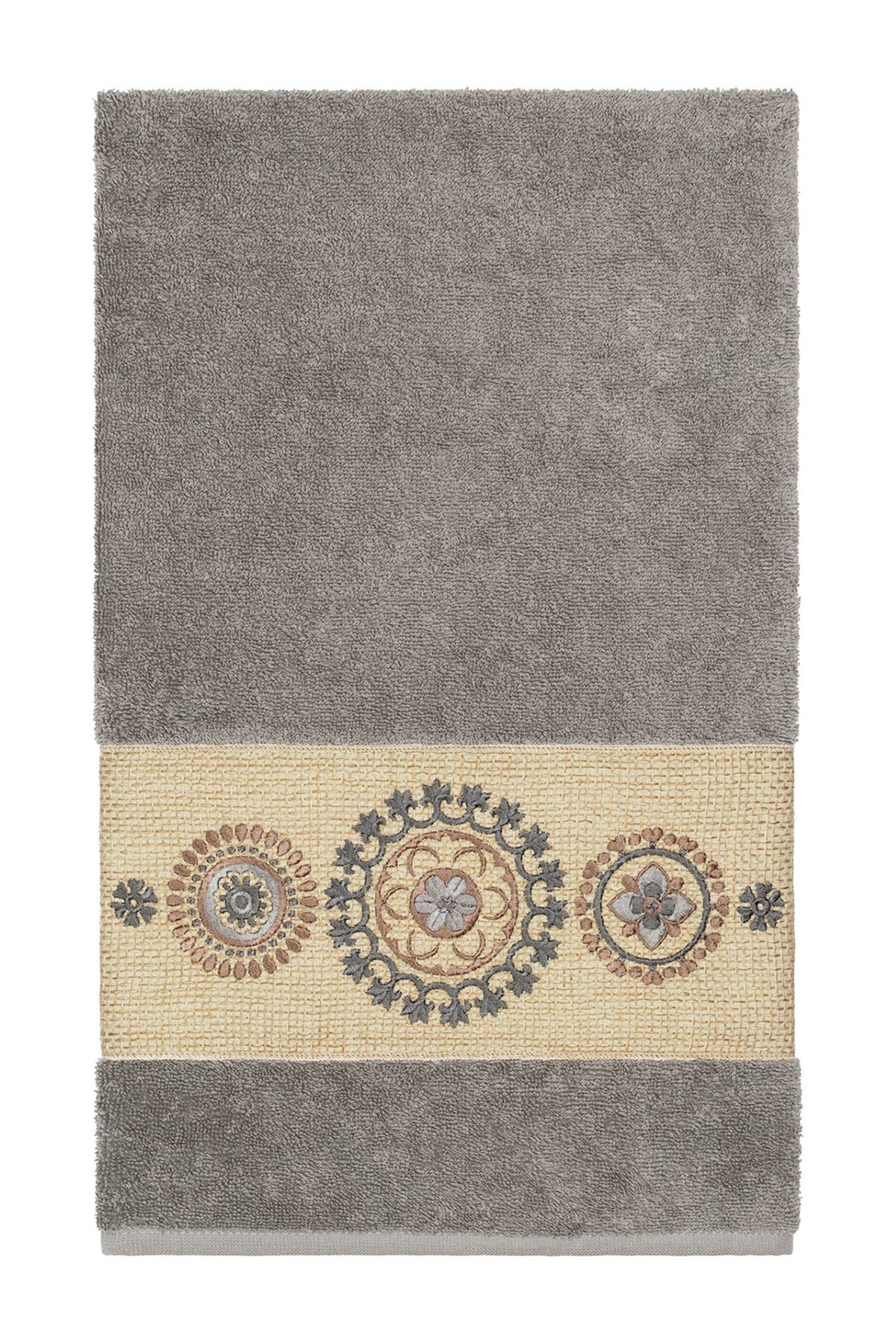 Linum Home Textiles Isabell Embellished Bath Towel - Dark Grey