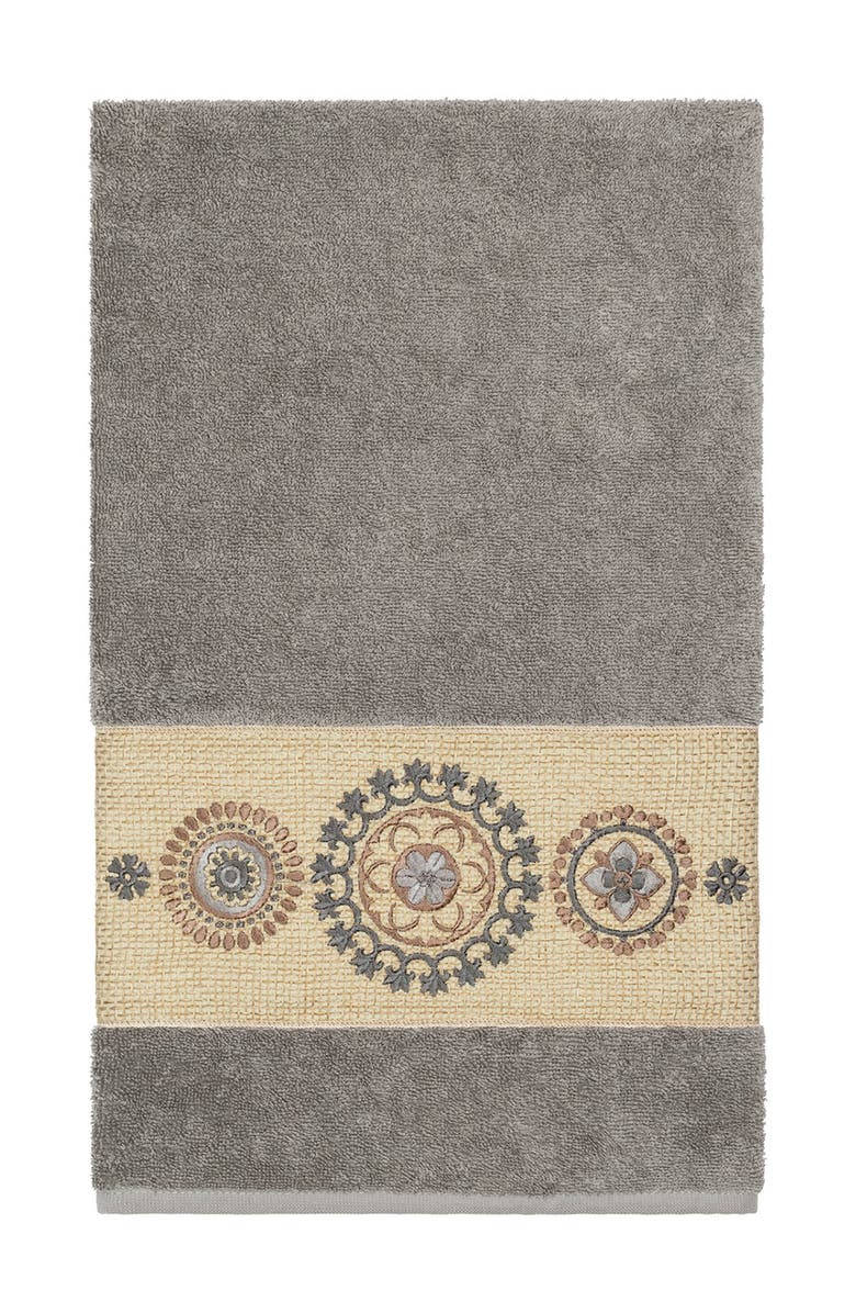 Linum Home Textiles Isabell Embellished Bath Towel - Dark Grey, Main, color, Dark Grey