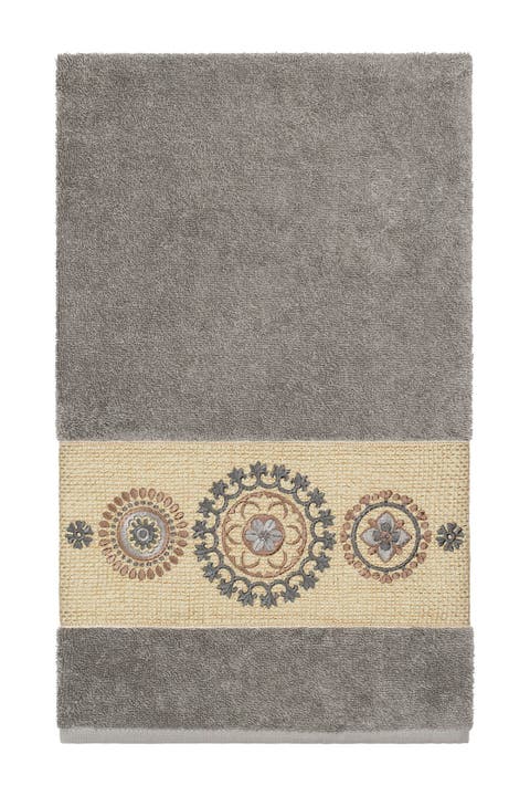 Isabell Embellished Bath Towel - Dark Grey