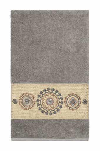 Linum Home Textiles Isabell Embellished Bath Towel - Dark Grey