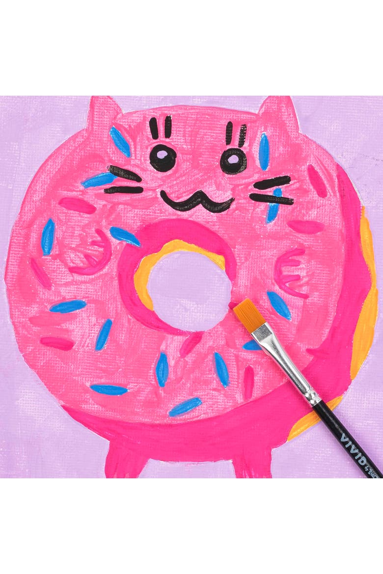 Acrylic Mini Paint By Number Kit, Kawaii Cat Donut, 6 x 6 Inches, Alternate, color, Multicolored