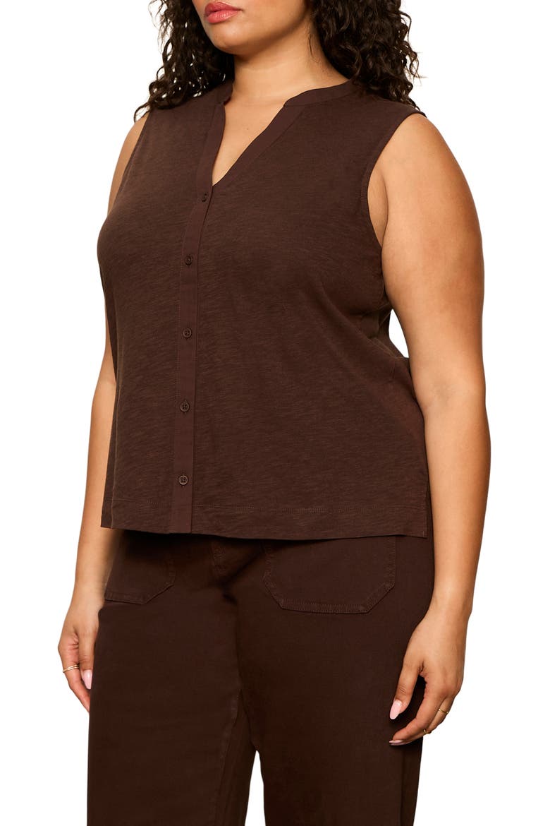 Front Button Sleeveless Top, Alternate, color, RICH SOIL BROWN