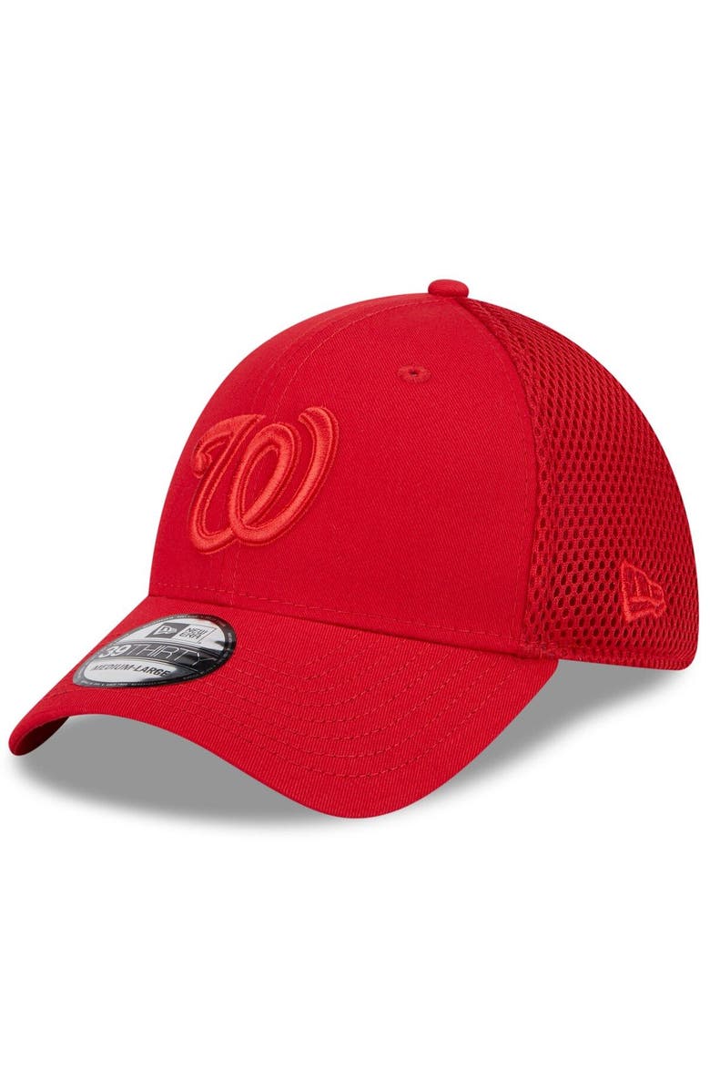 New Era Men's New Era Red Washington Nationals Tonal Team Neo 39THIRTY Flex Hat, Main, color, Red
