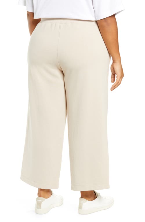 Vince Crop Drawstring Cotton Fleece Pants In Pale Fawn