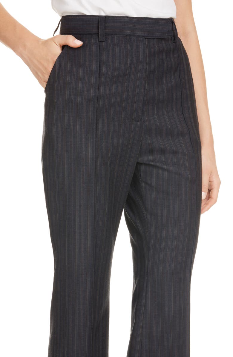 Acne Studios Patrina Pinstripe Wool Crop Flare Trousers, Alternate, color, 