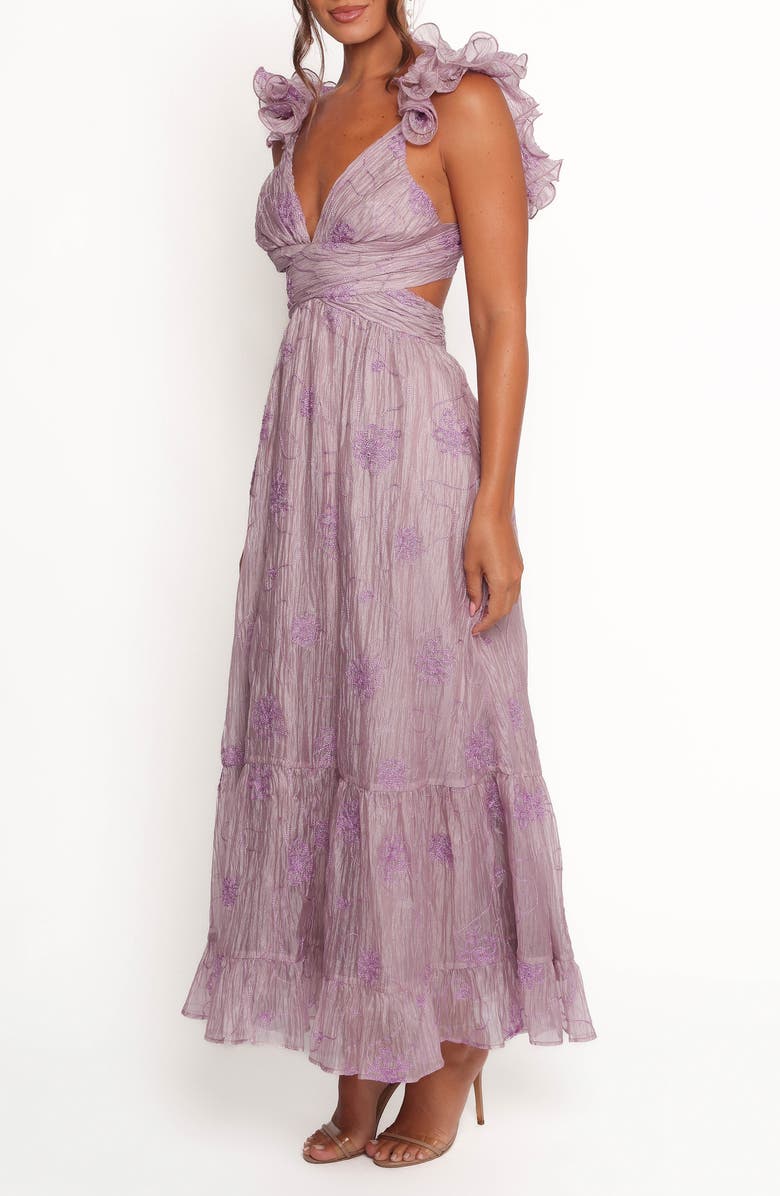 Niamh Pleated Cutout Satin Midi Dress
