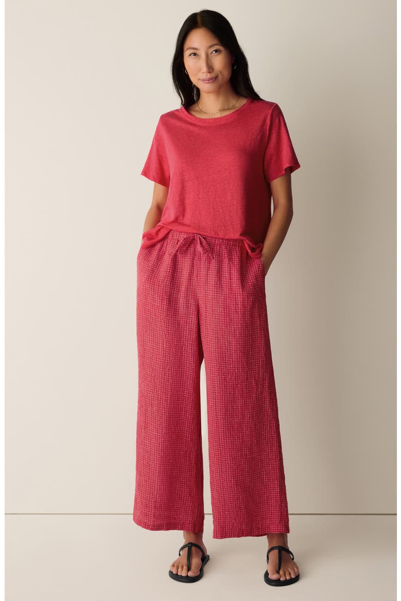 Windowpane Check Wide Leg Ankle Pants, Alternate, color, GRENADINE