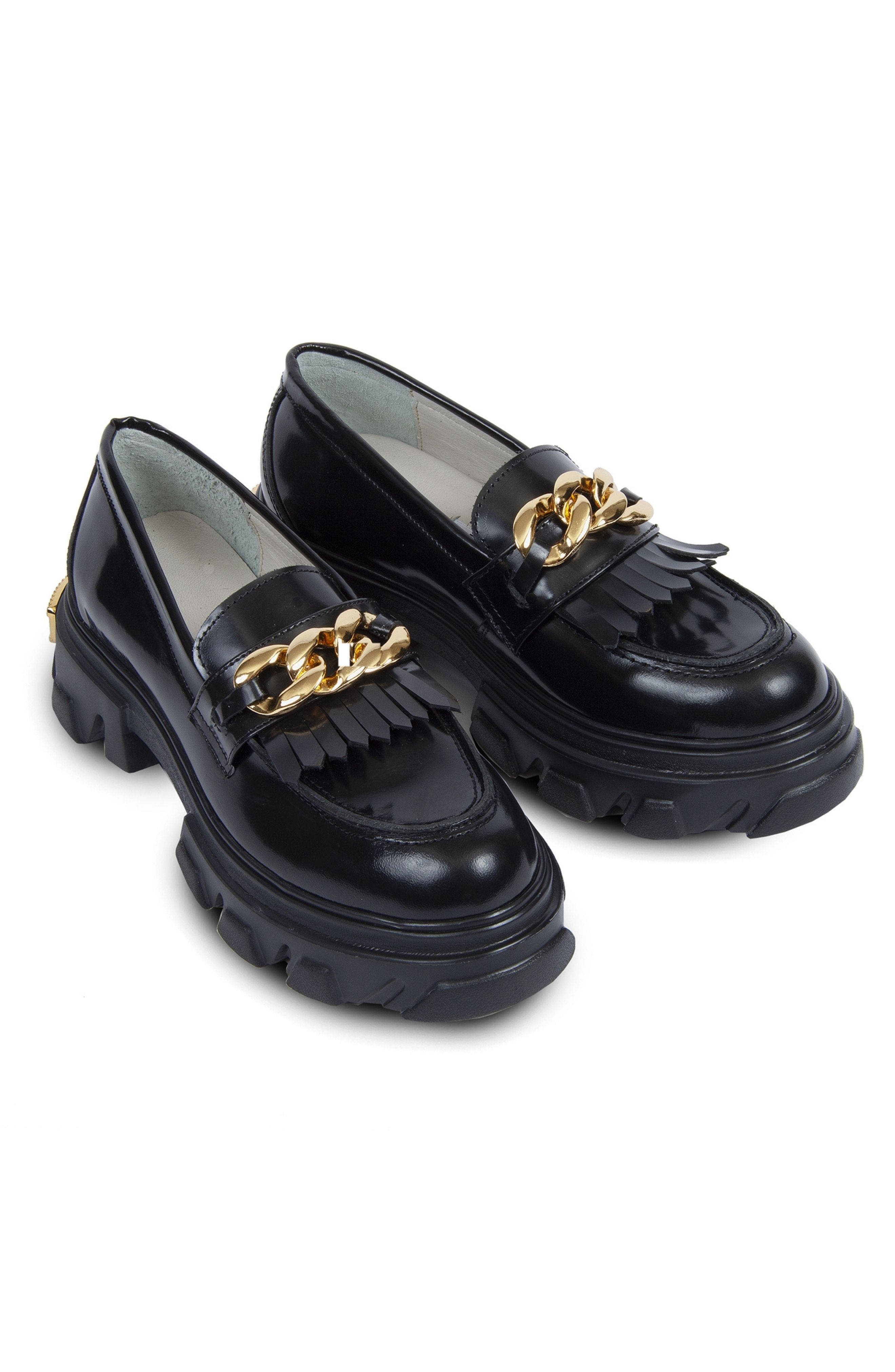 URBNKICKS Gold Chain Leather Loafer, Alternate, color, 