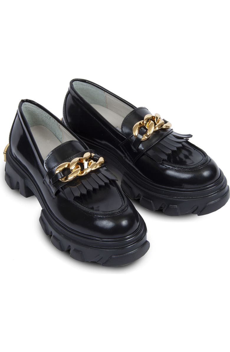 URBNKICKS Gold Chain Leather Loafer, Alternate, color,