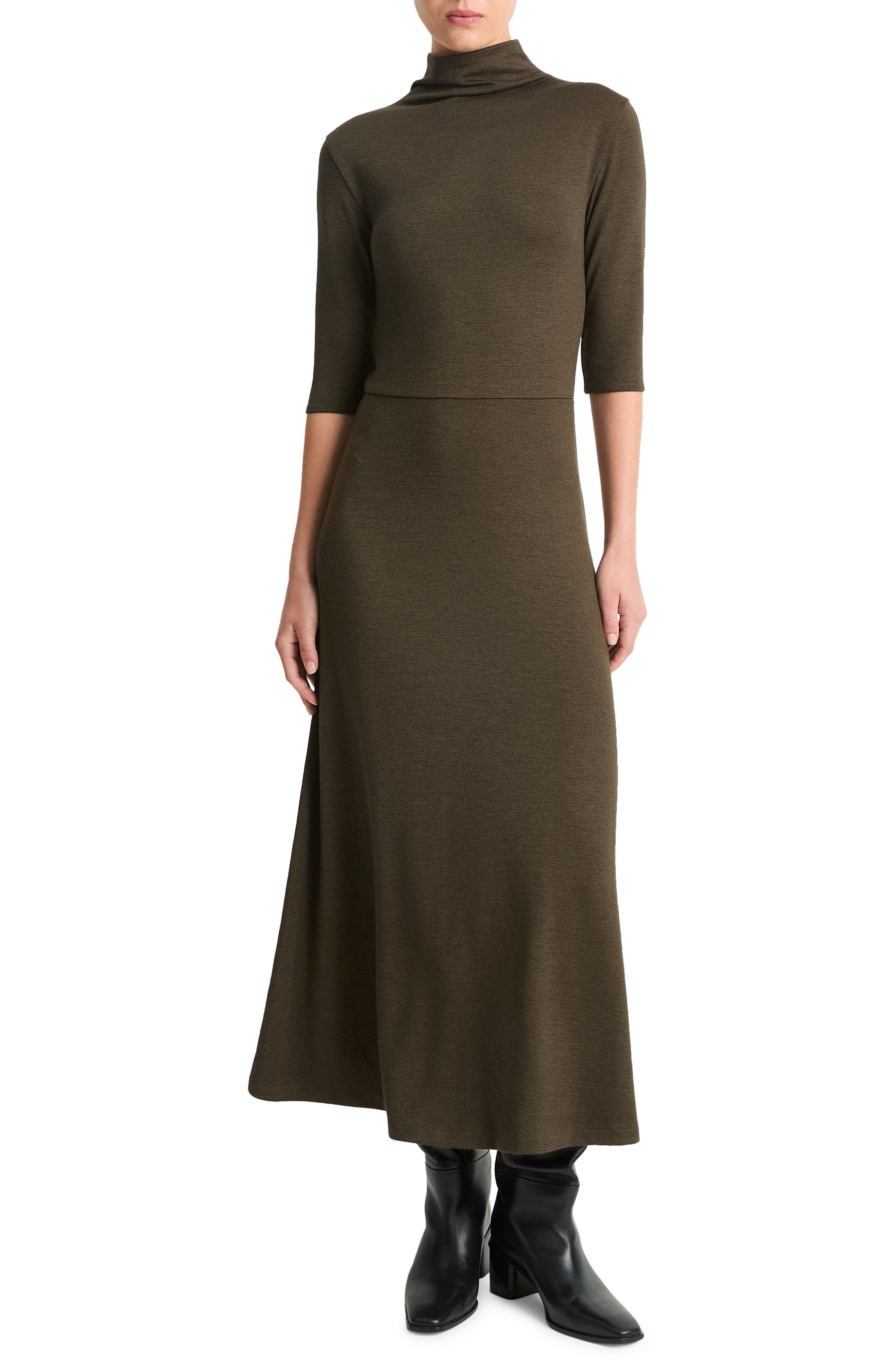 Turtleneck A-Line Maxi Dress