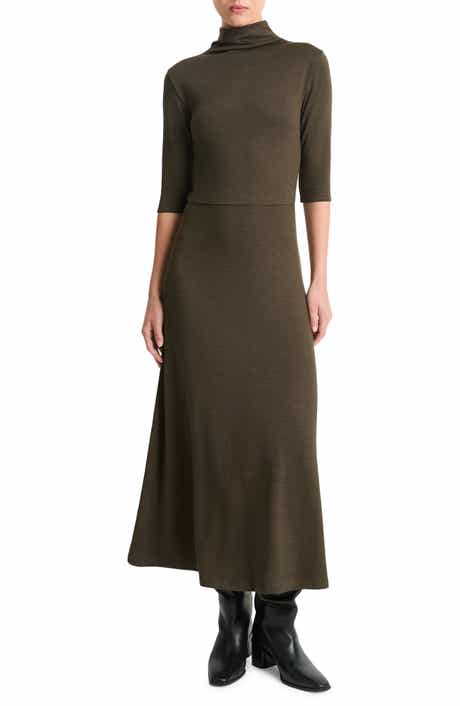 Turtleneck A-Line Maxi Dress