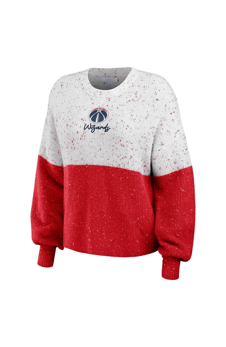 WEAR by Erin Andrews Women's WEAR by Erin Andrews White/Red Washington Wizards Color-Block Pullover Sweater, Alternate, color, White