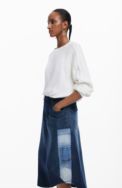 Desigual Patchwork Denim Skirt In Blue