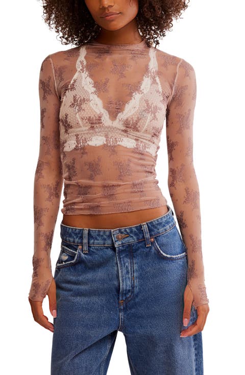 Two-Tone Lady Lux Sheer Mesh Top