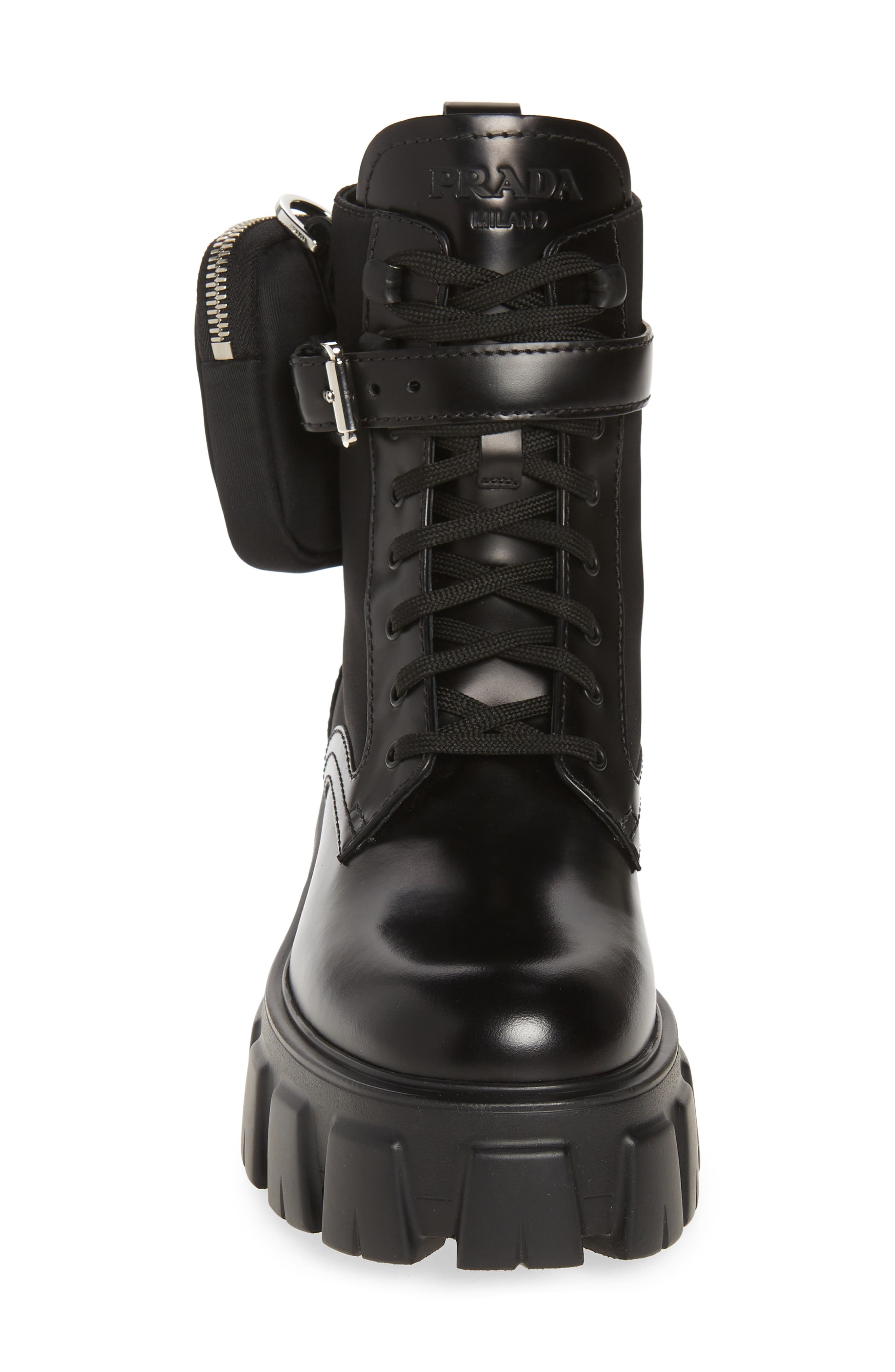 Prada Monolith Mini Bag Lug Sole Combat Boot, Alternate, color, 