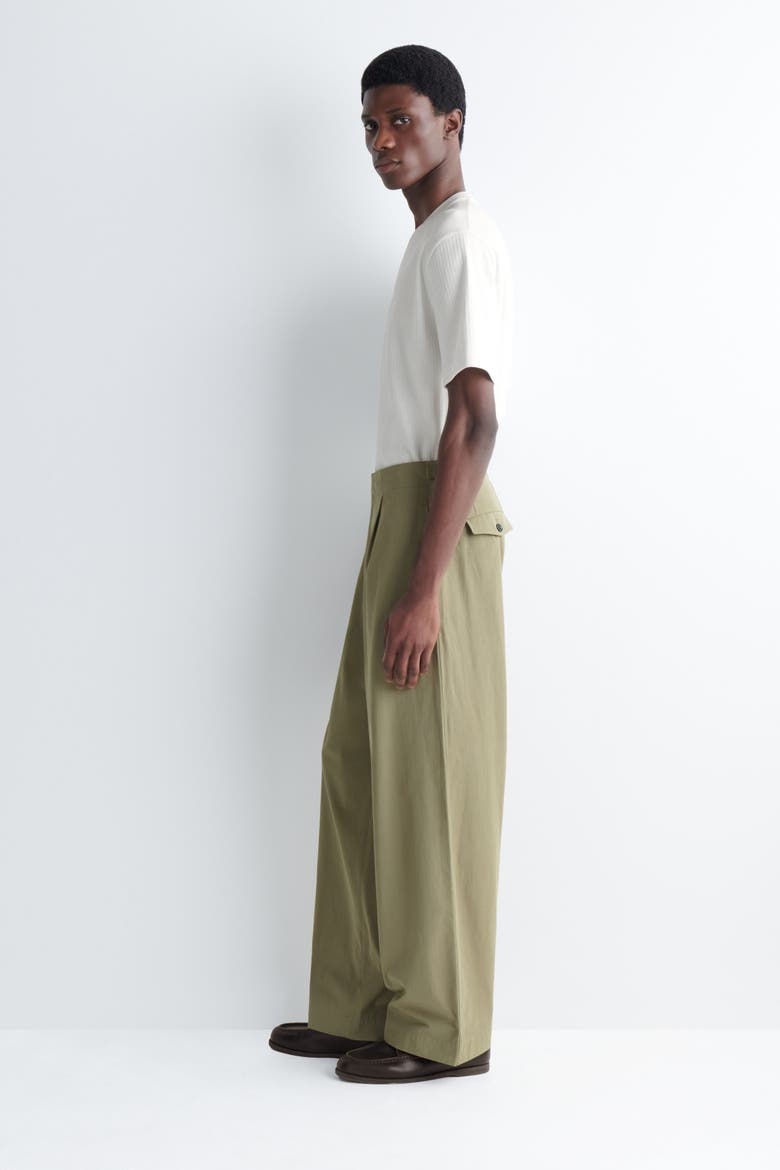 Pocket-detail Relaxed-fit Wide-leg Pants, Alternate, color, KHAKI