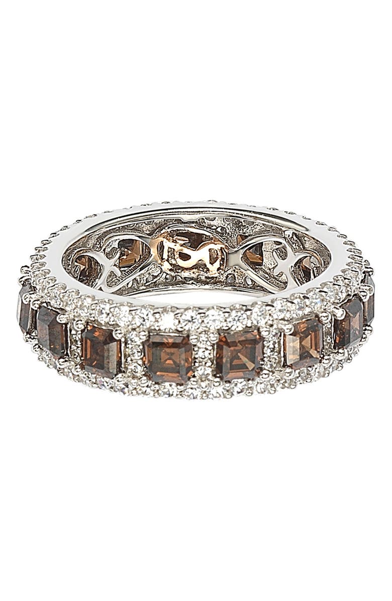 SUZY LEVIAN Sterling Silver Asscher Cut Brown & White CZ Ring, Main, color, 