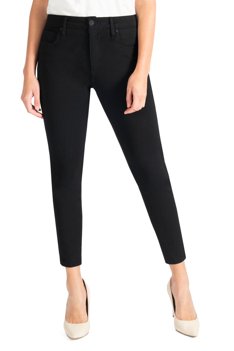 Donna High Waist Ponte Ankle Skinny Pants, Main, color, BLACK