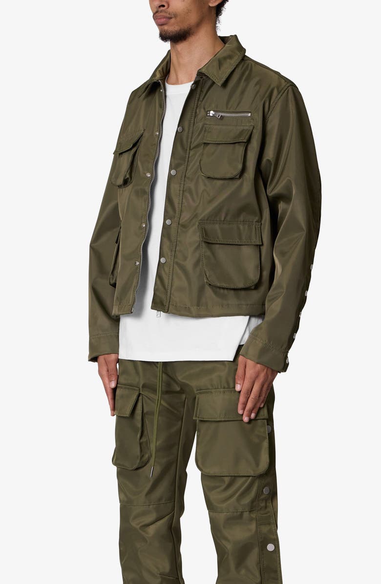 mnml Snap Cargo Work Jacket, Alternate, color, Olive