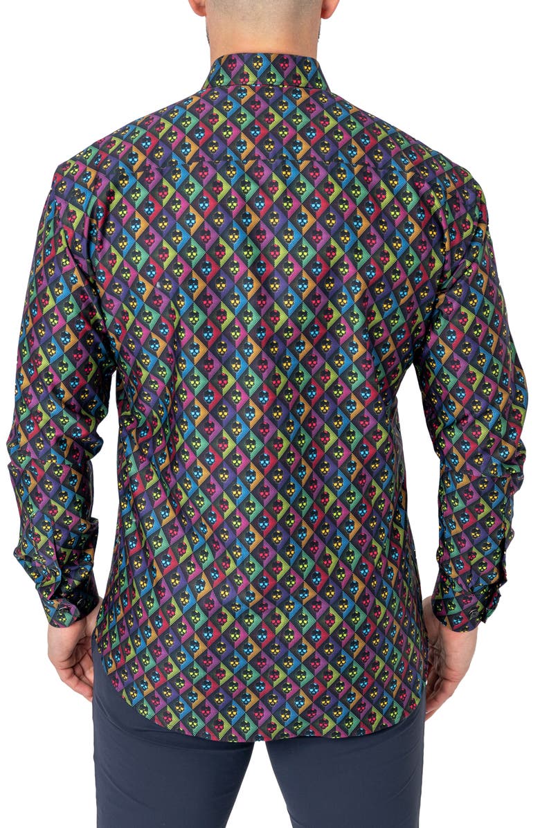 Maceoo Fibonacci Regular Fit Skullvoid Multi Button-Up Shirt, Alternate, color, 