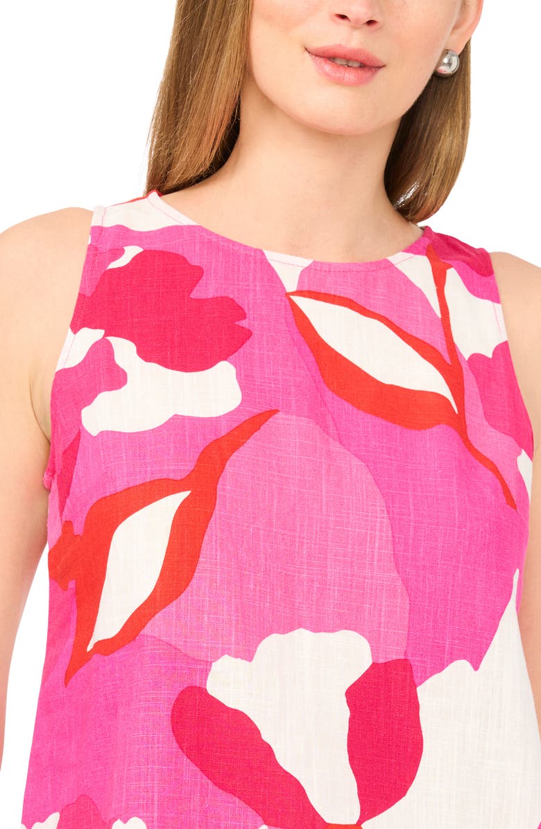 Vince Camuto Floral Print Linen Tank, Alternate, color, New Ivory Poppy Print