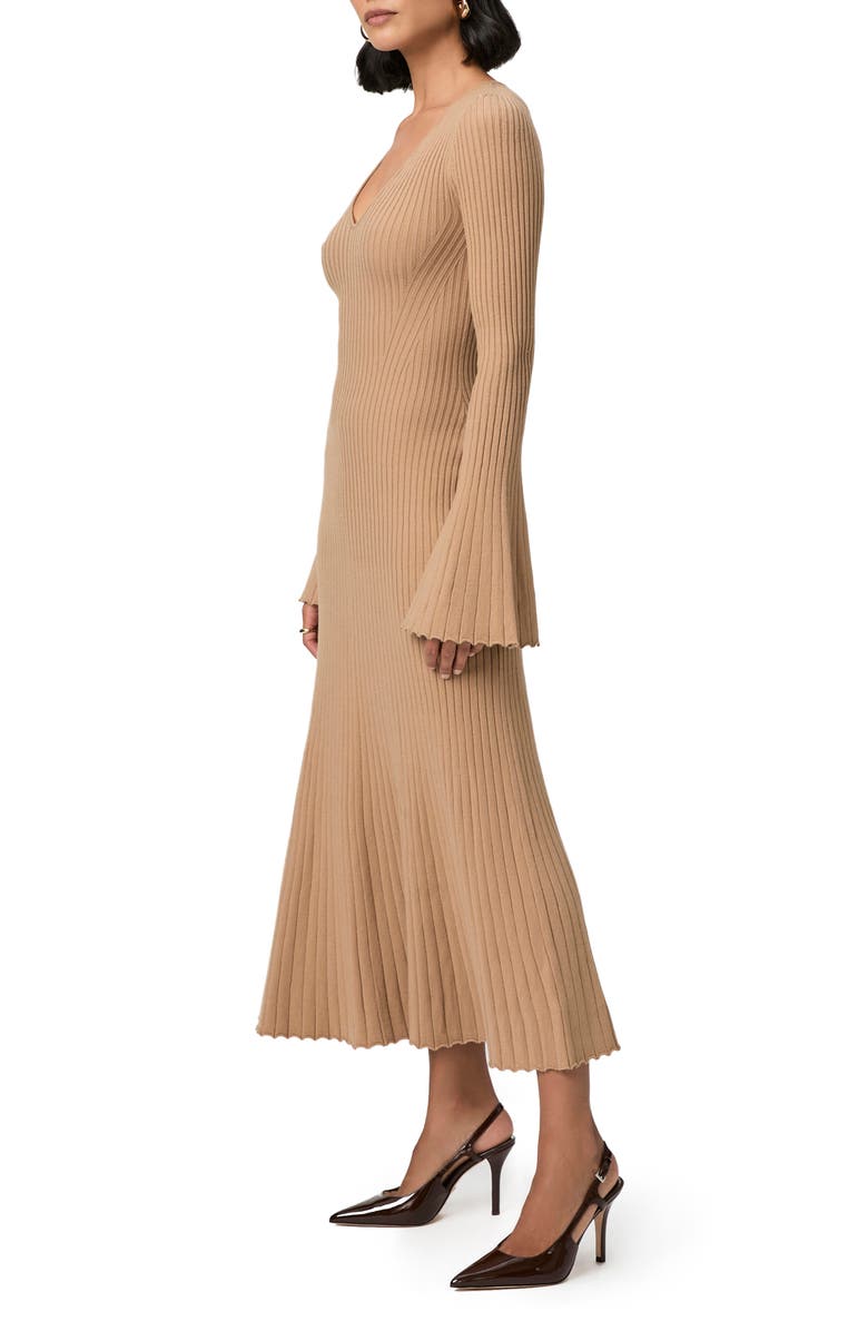 PAIGE Bel Long Sleeve Rib Sweater Dress, Alternate, color, Dark Camel