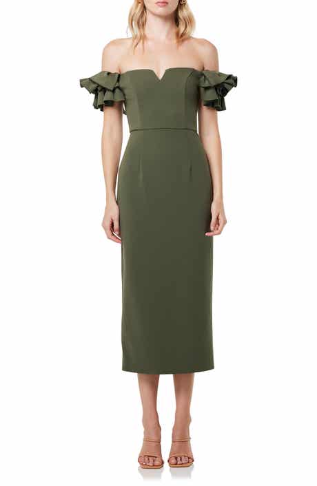 Creole Off the Shoulder Sheath Midi Dress