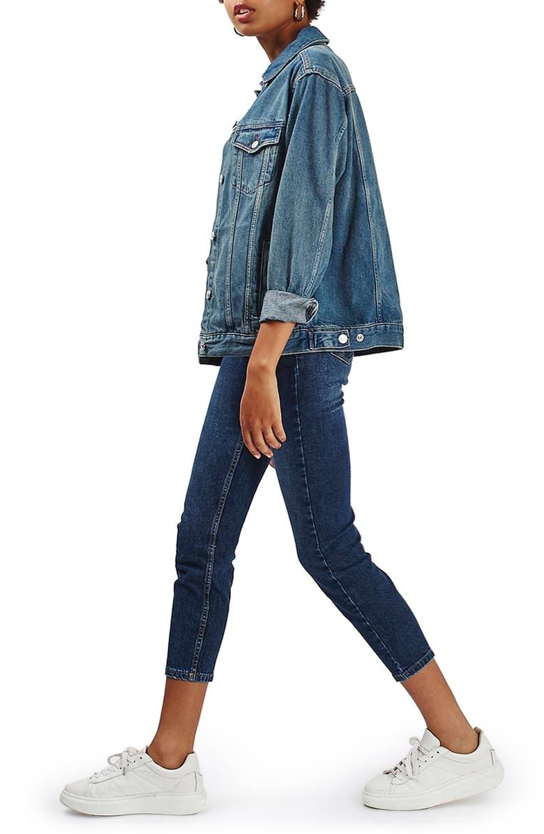 Topshop Moto Western Denim Jacket, Alternate, color, 