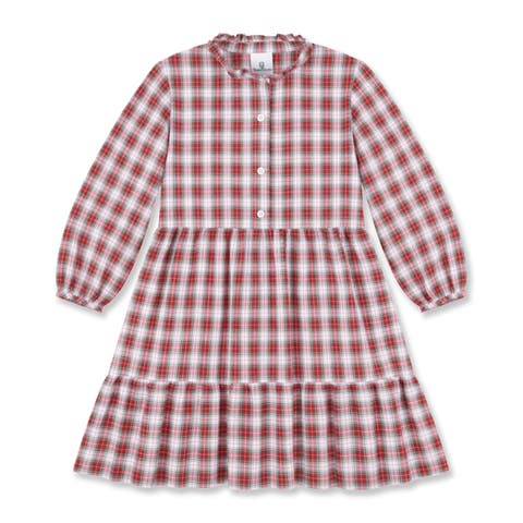 Plaid Shirt Dress with Ruffles