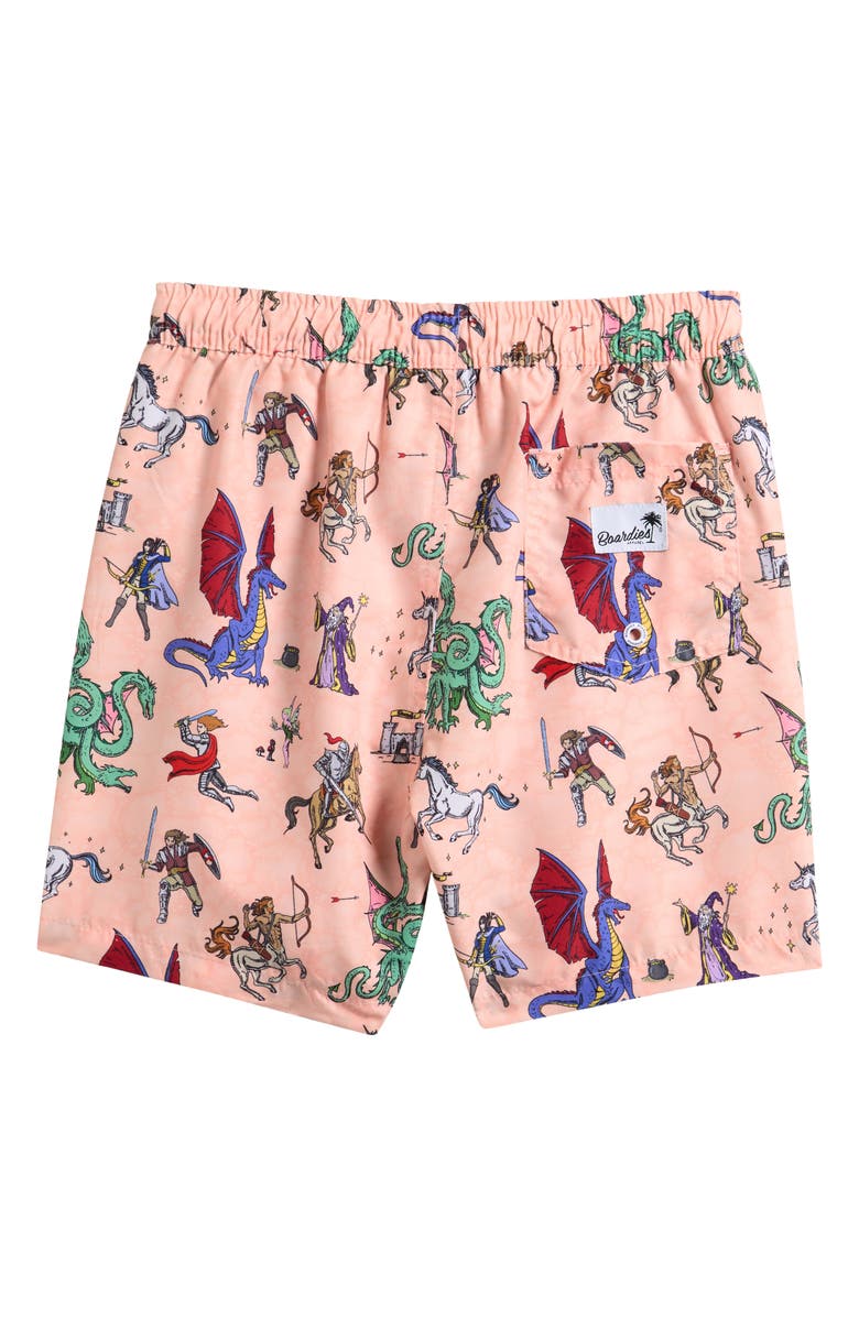 Boardies Kids' Fantasy Folk Print Swim Trunks, Alternate, color, Peach