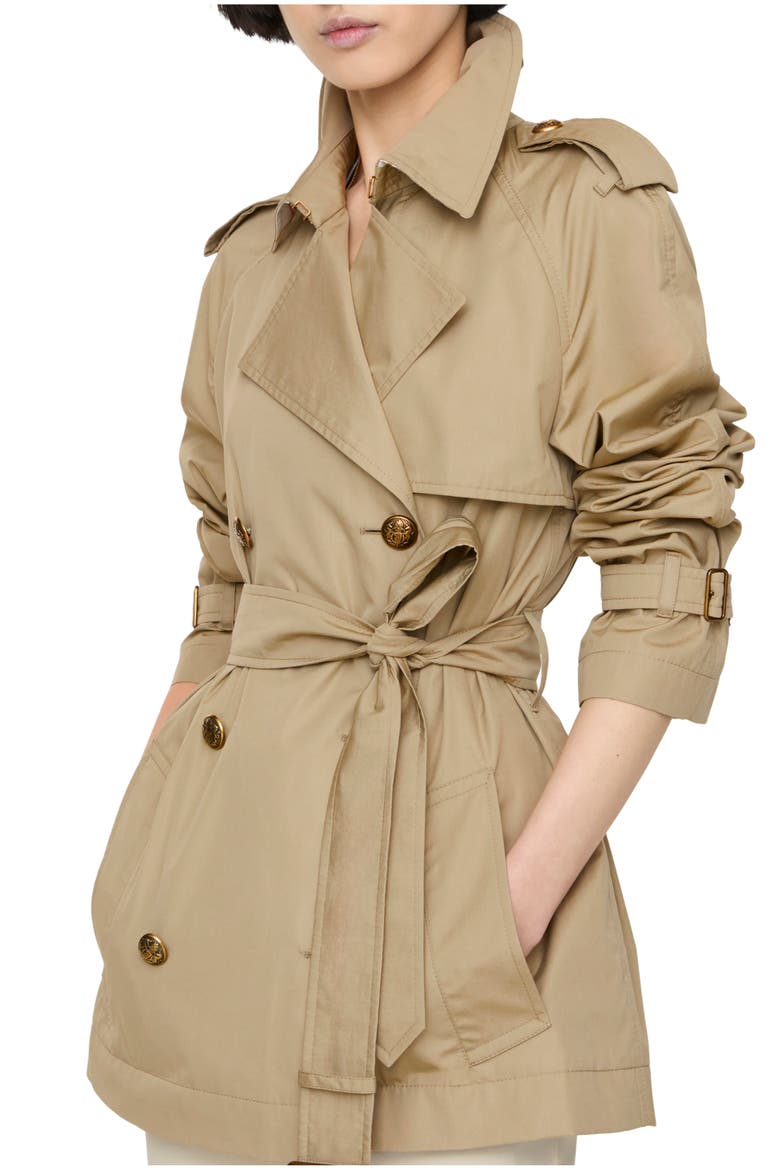 Short Lightweight Cotton Belgravia Trench Coat, Main, color, Sparrow beige