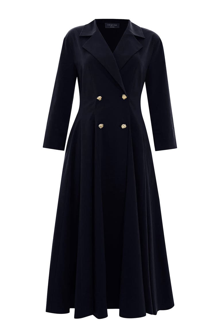 Estelle Jacket Collar Pocketed Dress, Alternate, color, BLACK