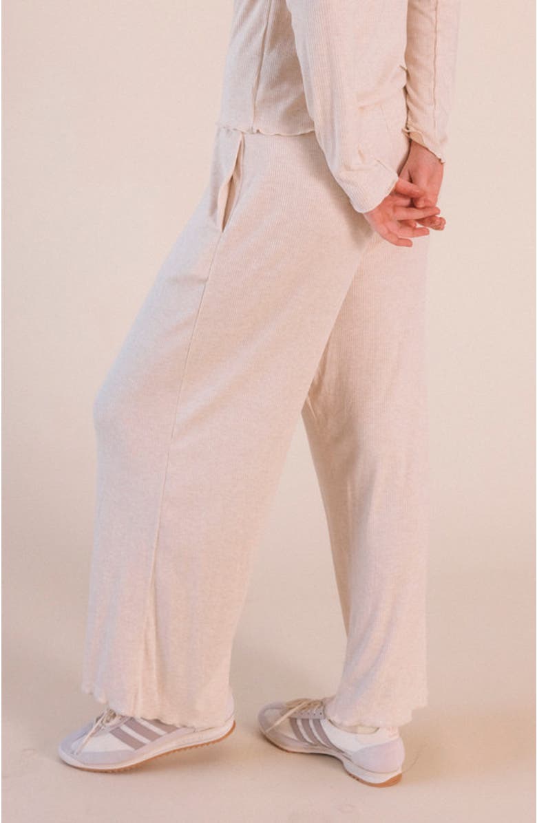 POPLINEN Hedy Plus Ribbed Modal Lounge Pant, Alternate, color, Heather Almond