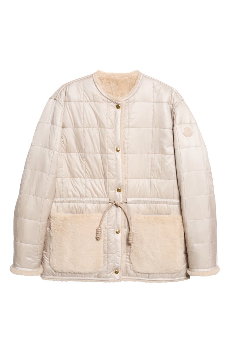 Moncler Tipule Box Quilted Down Jacket with Faux Fur Trim, Main, color, Beige