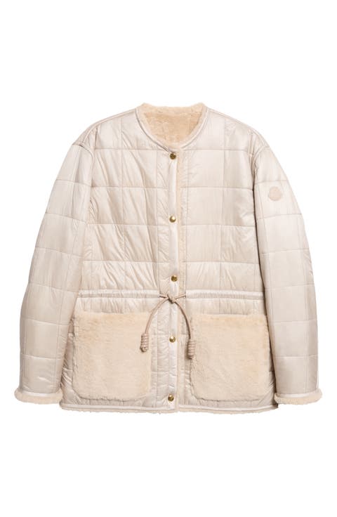 Tipule Box Quilted Down Jacket with Faux Fur Trim