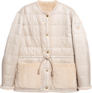 Moncler Tipule Box Quilted Down Jacket with Faux Fur Trim