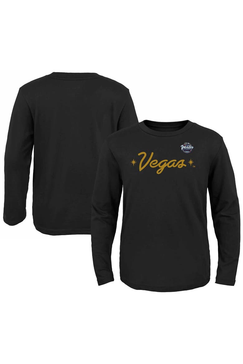 Youth Fanatics Branded Black Vegas Golden Knights 2024 NHL Winter Classic Secondary Logo Long Sleeve T-Shirt, Alternate, color, Black