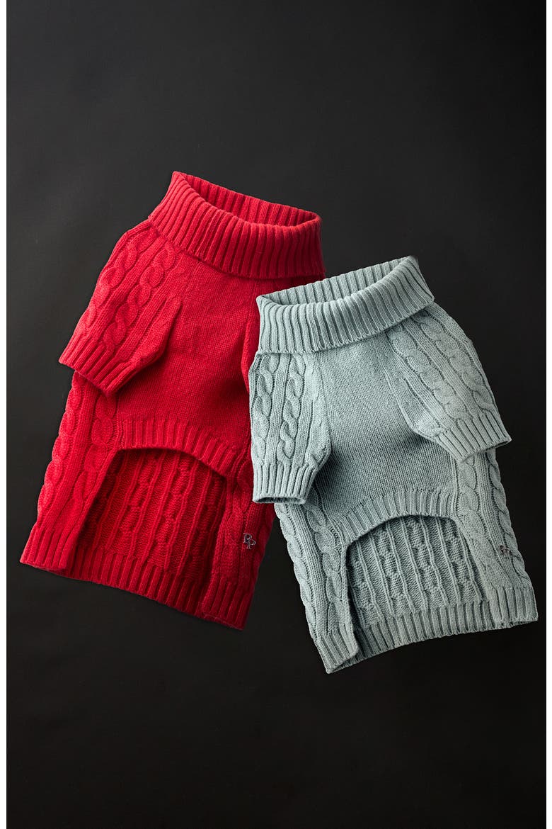 Gable Cable Knit Cashmere & Wool Pet Sweater, Alternate, color, REDDNU