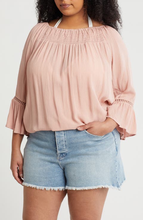 Smocked Bell Sleeve Blouse (Plus Size)
