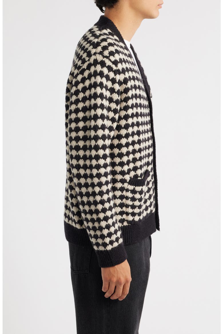 Walker Bubble Knit Wool Blend Cardigan, Alternate, color, BLACK / ECRU