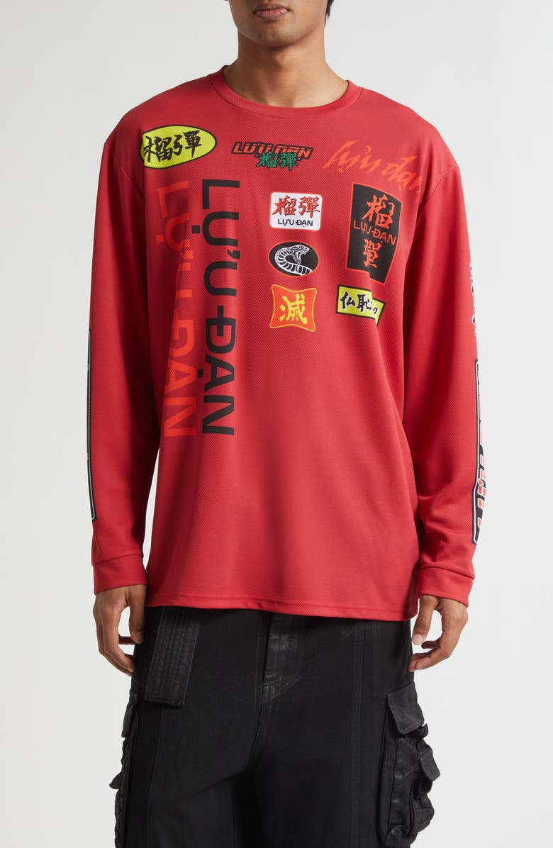 LU'U DAN Motocross Oversize Long Sleeve Graphic T-Shirt, Main, color, Motocross / Blood Red