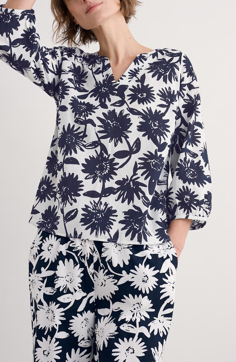 Seasalt Cornwall Streamlet Floral Organic Cotton Swing Top, Main, color, Daisy Shadow Chalk