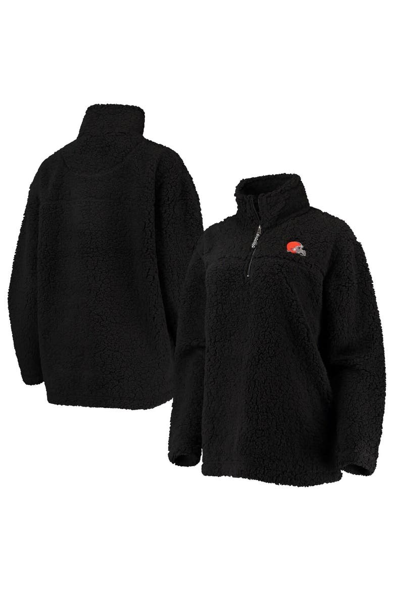 Women's G-III 4Her by Carl Banks Black Cleveland Browns Sherpa Quarter-Zip Jacket, Main, color, Black