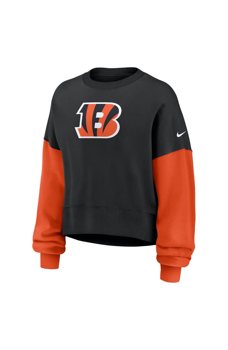 Nike Women's Nike Black Cincinnati Bengals Oversized Color-Block Pullover Sweatshirt, Alternate, color, Black
