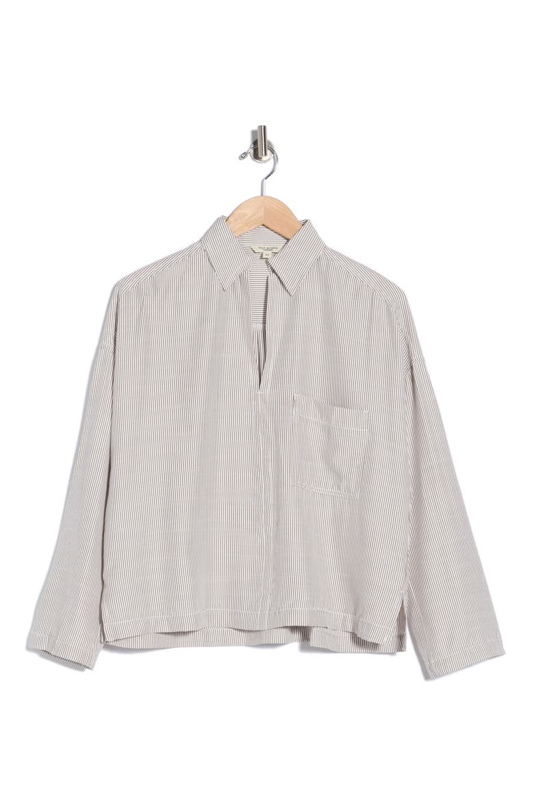 Stripe Collared Top, Alternate, color, OWTFMS10-OFF WHITE/TOFFEE MINI STRIPE-JL-25010