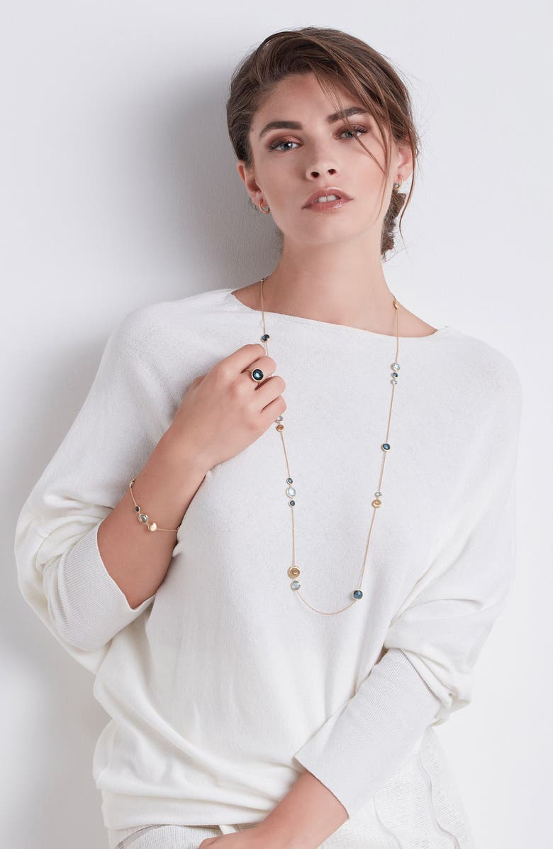 Marco Bicego Jaipur 18K Yellow Gold Semiprecious Stone Bracelet, Alternate, color, Yellow Gold/ Blue Topaz